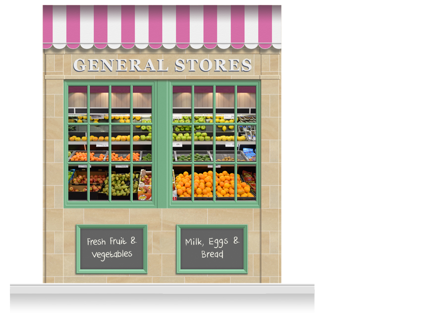 2Drop Blackburn Shop Front 'General Stores' Mural (280cm)