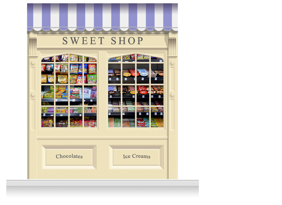 2Drop Skipton Shop Front 'Sweet Shop' Mural (280cm)