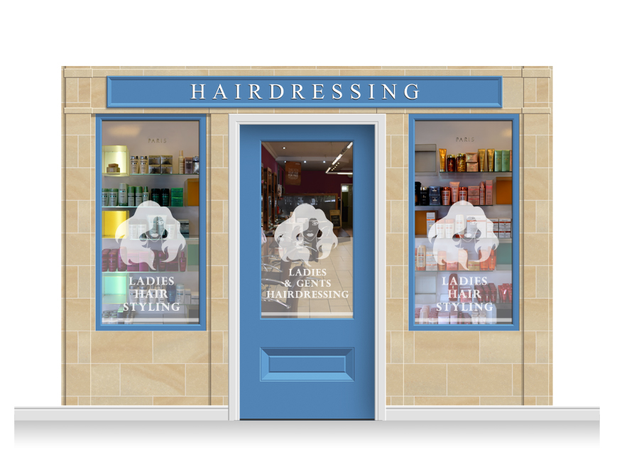 3Drop Cheltenham Shop Front 'Hairdresser' Mural (240cm) + Door Print