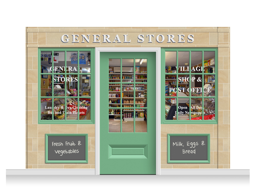 3Drop Blackburn Shop Front 'General Stores' Mural (240cm) + Door Print