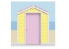 3-Drop Lemon Yellow and Rose Pink Beach Hut Mural (257cm) + Door Print