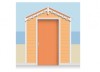 3-Drop Tangerine and White Beach Hut Mural (257cm) + Door Print