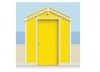 3-Drop Banana Yellow Beach Hut Mural (257cm) + Door Print