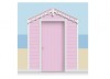 3-Drop Rose Pink Beach Hut Mural (257cm) + Door Print