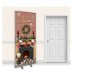 Pop-Up Roller Banner - Christmas Fireplace with Brick Wall