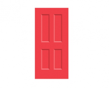 4 Panel Victorian Door Print - Poppy Red