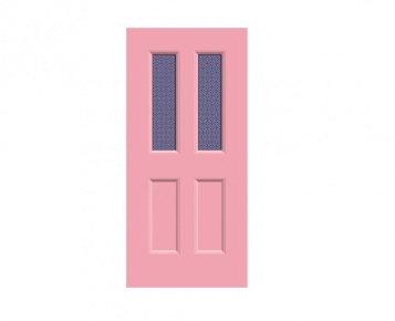 4 Panel Victorian Glazed Door Print - Lupin Pink
