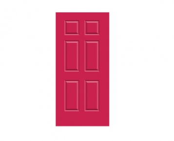 6 Panel Georgian Door Print - Cherry Red