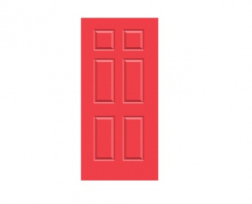6 Panel Georgian Door Print - Poppy Red