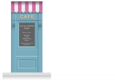 1-Drop Leamington Shop Front 'Café' Mural (280cm)