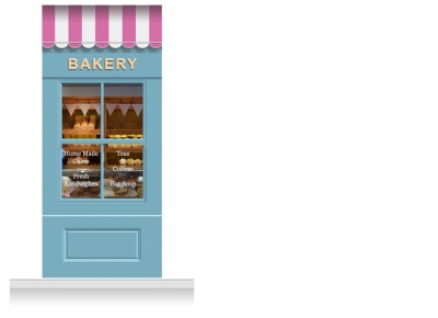 1-Drop Leamington Shop Front 'Bakery' Mural (280cm)