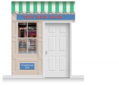 2-Drop Durham Shop Front 'Red Lion Pub' Mural (280cm)