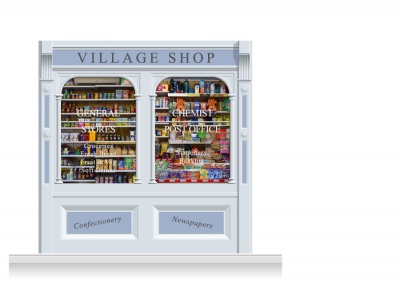 2-Drop Taunton Shop Front 'Village Shop' Mural (240cm)