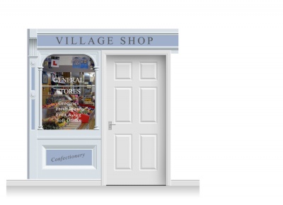 2-Drop Taunton Shop Front 'Village Shop' Mural (240cm)
