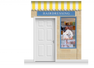2-Drop Cheltenham Shop Front 'Hairdresser' Mural (280cm)