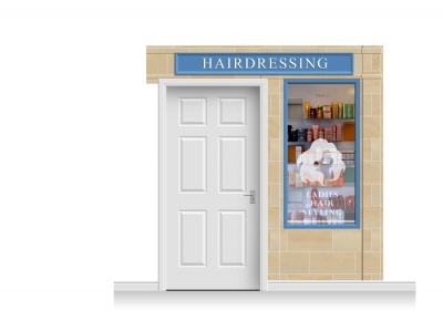 2-Drop Cheltenham Shop Front 'Hairdresser' Mural (240cm)