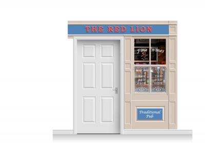2-Drop Durham Shop Front 'Red Lion Pub' Mural (240cm)