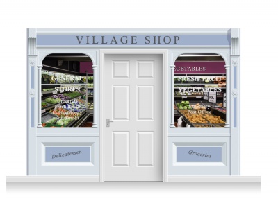 3-Drop Taunton Shop Front 'Village Shop' Mural (240cm)