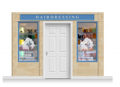 3-Drop Cheltenham Shop Front 'Hairdresser' Mural (240cm)