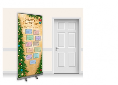 Pop-Up Roller Banner - Christmas Carols with Gold Background