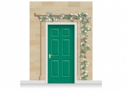3-Drop Dartford Door Set Mural (280cm) with Clematis + Door Print