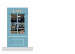 1-Drop Leamington Shop Front 'Café' Mural (240cm)