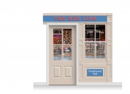2-Drop Durham Shop Front 'Red Lion Pub' Mural (240cm) + Door Print