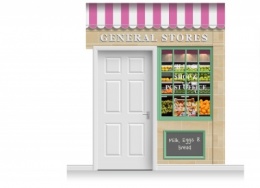 2-Drop Blackburn Shop Front 'General Stores' Mural (280cm)