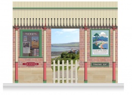 3-Drop Railway Station Mural (280cm) + Seaside View